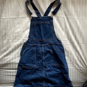medium blue denim overall dress